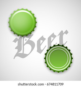 Picture of a beer metal lid. Bottle steel cork, view from above. Iron plug