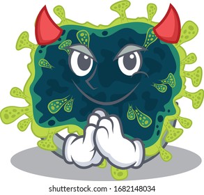 A picture of beta coronavirus in devil cartoon design