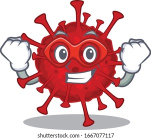 A picture of betacoronavirus in a Super hero cartoon character