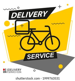 Picture of bicycle with carriage. Vector image of delivery service icon.