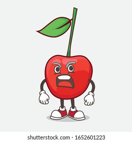 A picture of bing cherry cartoon mascot character with angry face