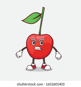 A picture of bing cherry mascot character with angry face