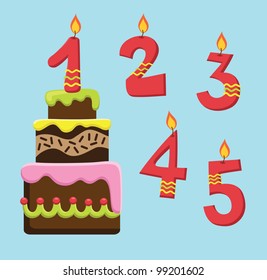 picture with birthday cake. vector illustration