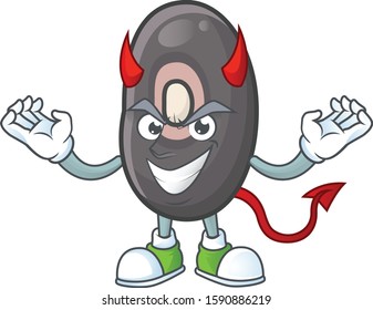 Picture of black beans as a Devil cartoon mascot