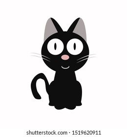 The picture is a black cat, the symbol of a cat. Vector drawing.