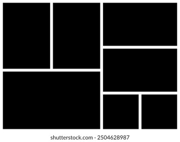 Picture of black collage design template for business and people set photo on the collage template