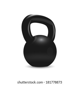 Picture Of Black Kettle Bell On White Background, Vector Eps 10 Illustration