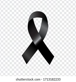Foto de una corbata negra. Símbolo de luto. Fondo transparente.