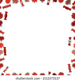 Picture in black, white and red colors. Seamless. Hand drawn doodle frames. Vector.