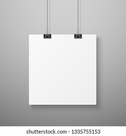 Нanging picture. Blank photo paper template for gallery realistic illustration