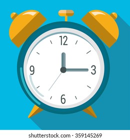 Picture of blue alarm clock, flat style illustration icon