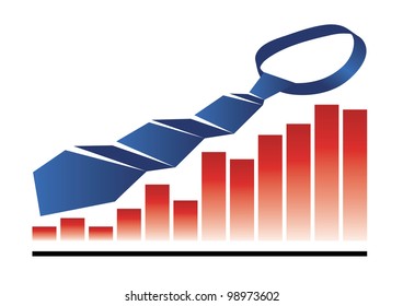 The picture of blue tie with red gradient graph