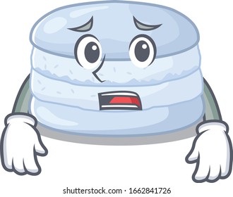 A picture of blueberry macaron having an afraid face