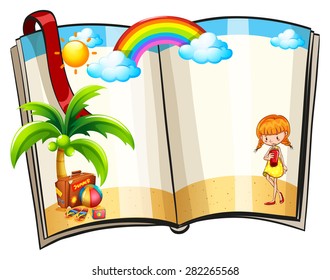 Picture Book With Girl On The Beach