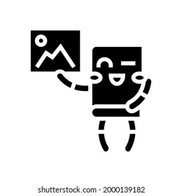 vector de icono de glifo de libro de imágenes. ... símbolo de contorno aislado ilustración negra
