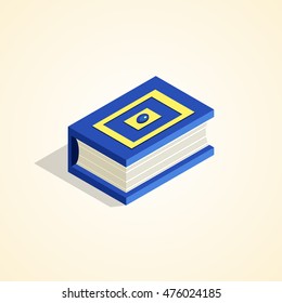 Picture books in an isometric style. Blue Book.