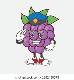 A picture of Boysenberries cartoon mascot character working as a Police officer