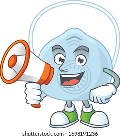 A picture of breathing mask cartoon design style speaking on a megaphone