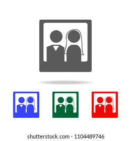 picture of the bride and groom icons. Elements of wedding in multi colored icons. Premium quality graphic design icon. Simple icon for websites, web design, mobile app