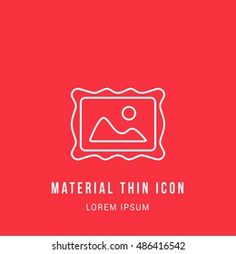 Picture Bright red material designed line thin flat icon / logo
