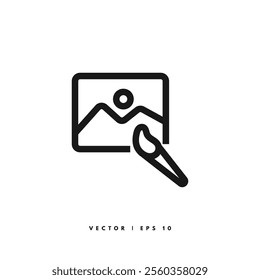 Picture Brush Mountain Icon. Editable Stroke