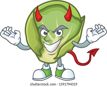 Picture of brussels sprouts as a Devil cartoon mascot