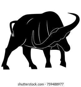 Picture of a buffalo silhouette for retro logos, emblems, badges, labels template vintage design element. Isolated on white background