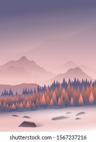 Picture for calendars and postcards. Fall season. Vector landscape illustration.