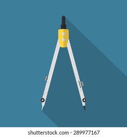 picture of a caliper on blue background with long shadow, flat style illustration