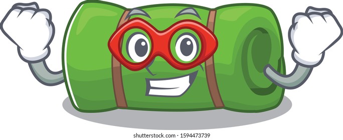 A picture of camping mat Scroll dressed as a Super hero