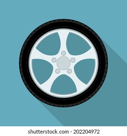 picture of car wheel, flat style icon