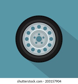 picture of a car wheel, flat style icon