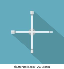 picture of a car wrench, flat style icon