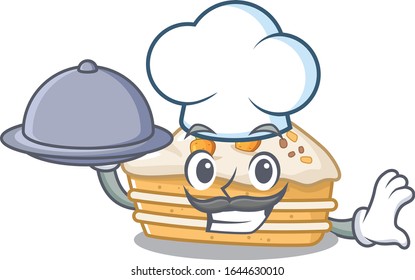 Una imagen del pastel de zanahoria como chef que sirve comida en la bandeja