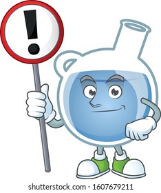 A picture of Cartoon mascot of blue potion rise up a broad