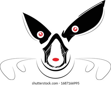 A picture of a cartoon virus,virus covid-19 Monster cartoon. Black silhouette. Vector drawing. Isolated object on a white background.