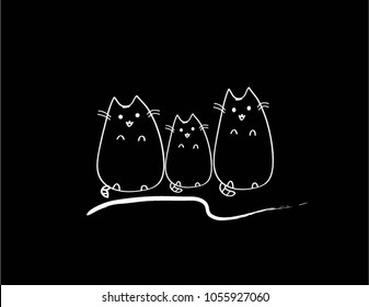 Picture Cat. vector artistic brush illustration