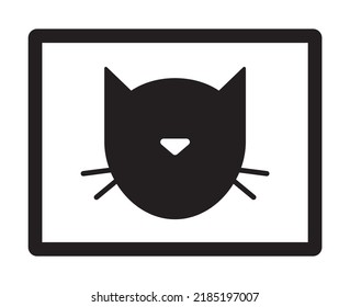 Picture of cat vector icon on white background.