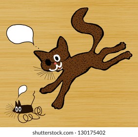 Picture of a cat who chases the mouse