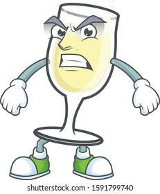 Picture of champagne glass cartoon character with angry face
