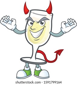 Picture of champagne glass as a Devil cartoon mascot