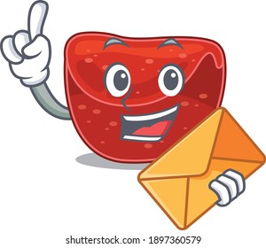 A picture of cheerful meatloaf cartoon design with brown envelope. Vector illustration