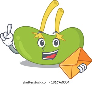 A Picture Of Cheerful Spleen Cartoon Design With Brown Envelope