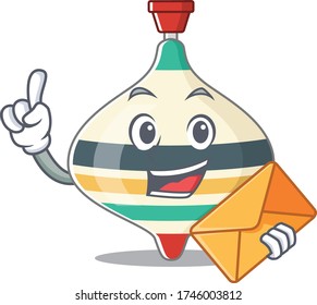 A picture of cheerful top toy cartoon design with brown envelope