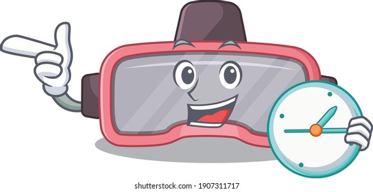 A picture of cheery vr glasses holding a clock