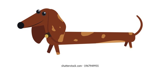 A picture with a picture of a child's toy dachshund. Cute vector illustration.