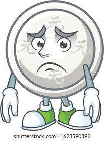 A picture of chinese silver coin showing afraid look face