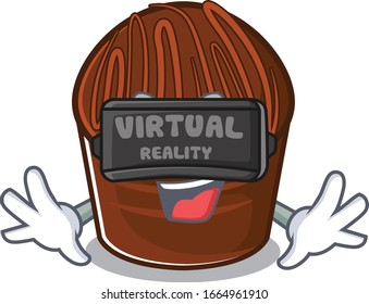 A Picture of chocolate candy character wearing Virtual reality headset