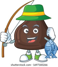 A Picture of chocolate conitos fisher mascot design catch a fish