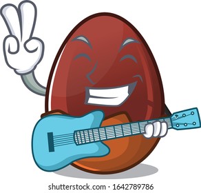 A picture of chocolate egg playing a guitar